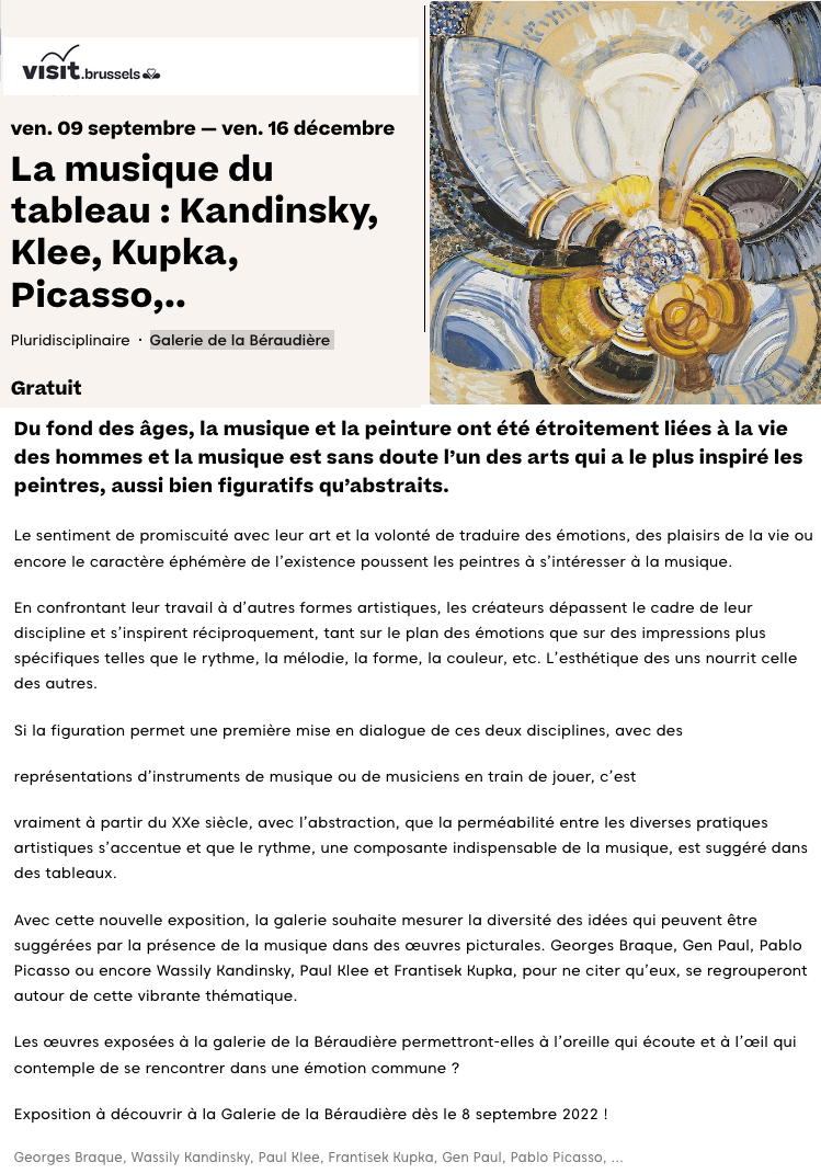 La musique du tableau : Kandinsky, Klee, Kupka, Picasso, ...